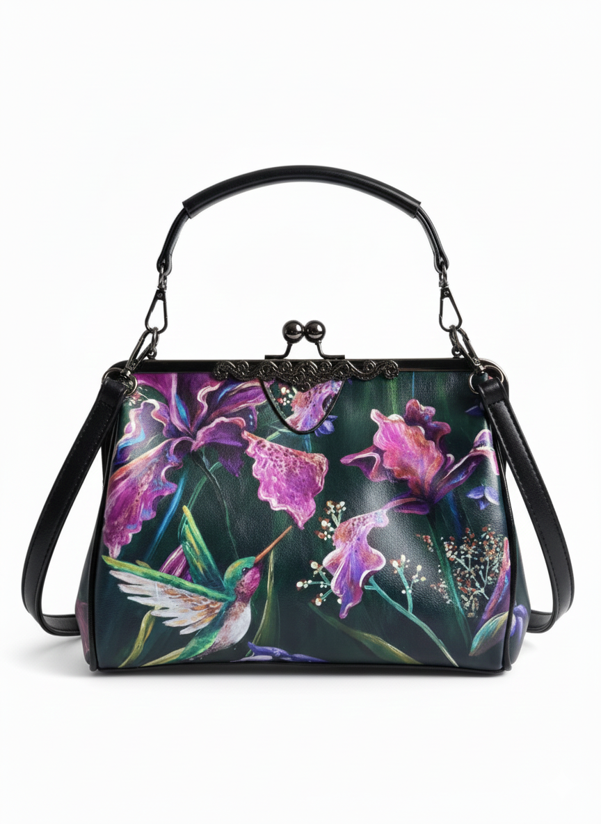 Hummingbird Vintage Clasp Crossbody Sarah Camille Art Bag