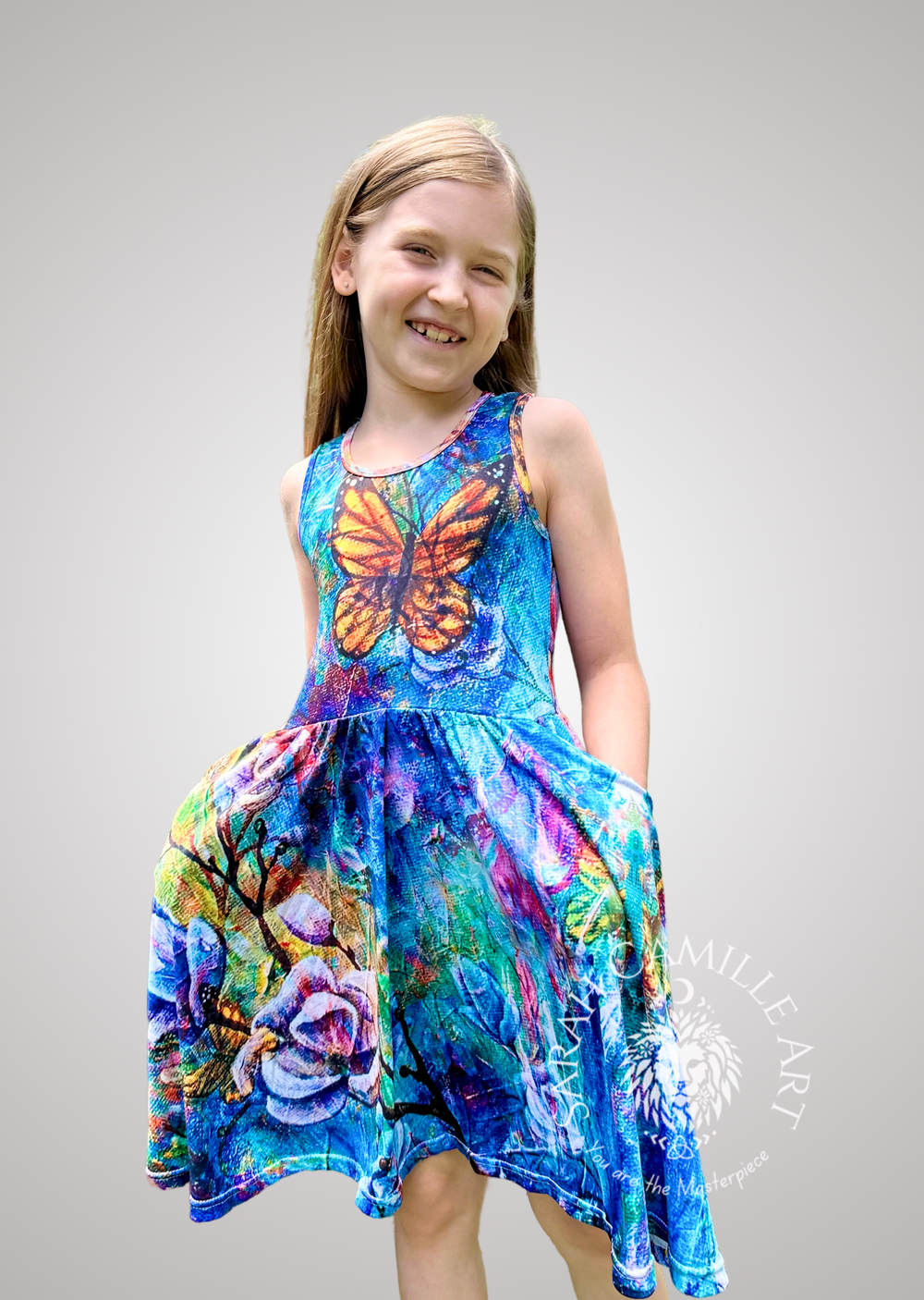 The Behold Collection Girls Twirl Dress with Pockets