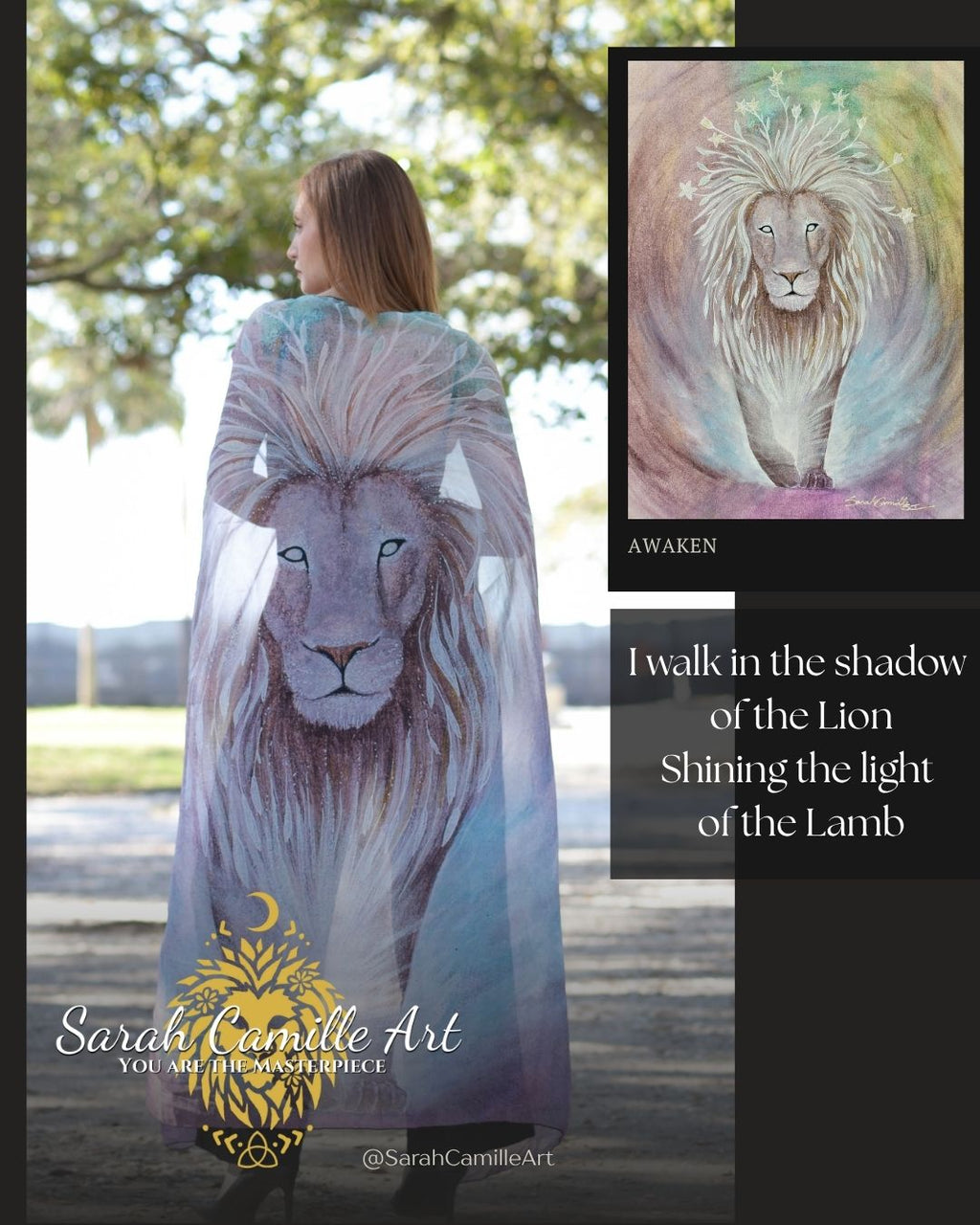 Awake Lion Chiffon Scarf/Sarong