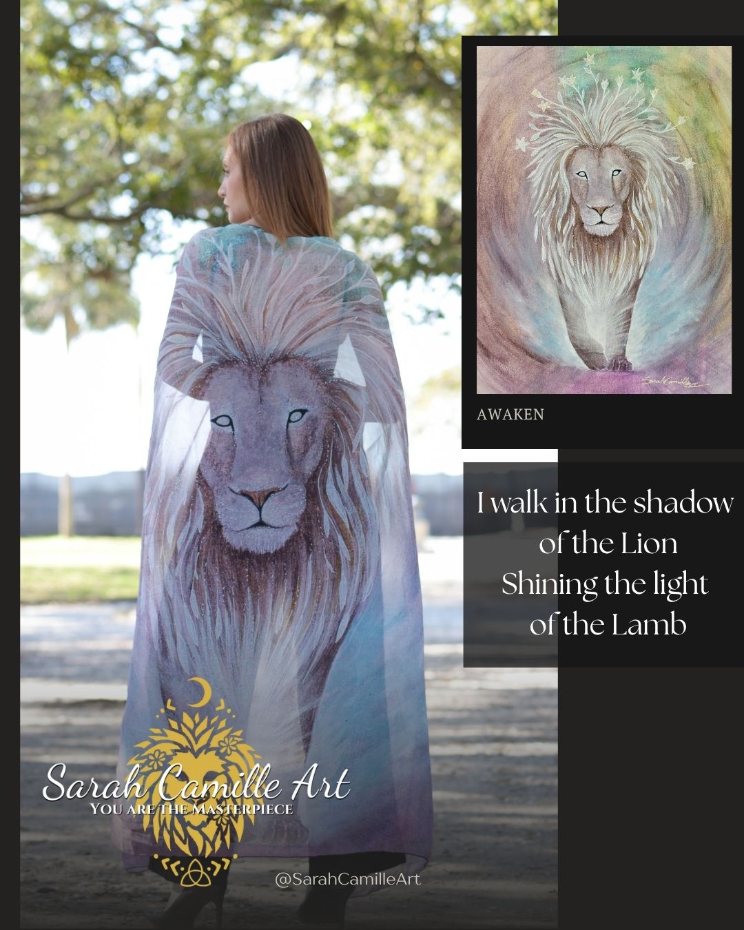 Awake Lion Chiffon Scarf/Sarong