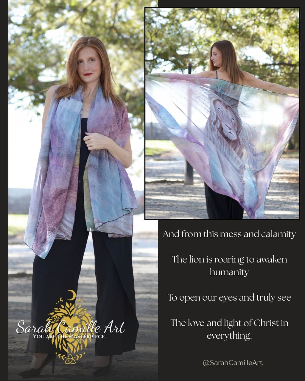 Awake Lion Chiffon Scarf/Sarong