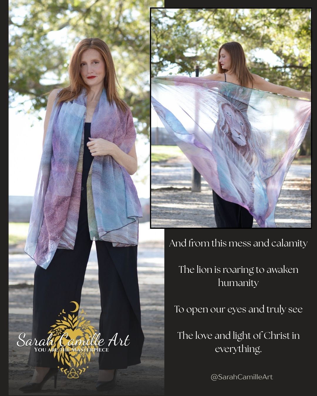 Awake Lion Chiffon Scarf/Sarong