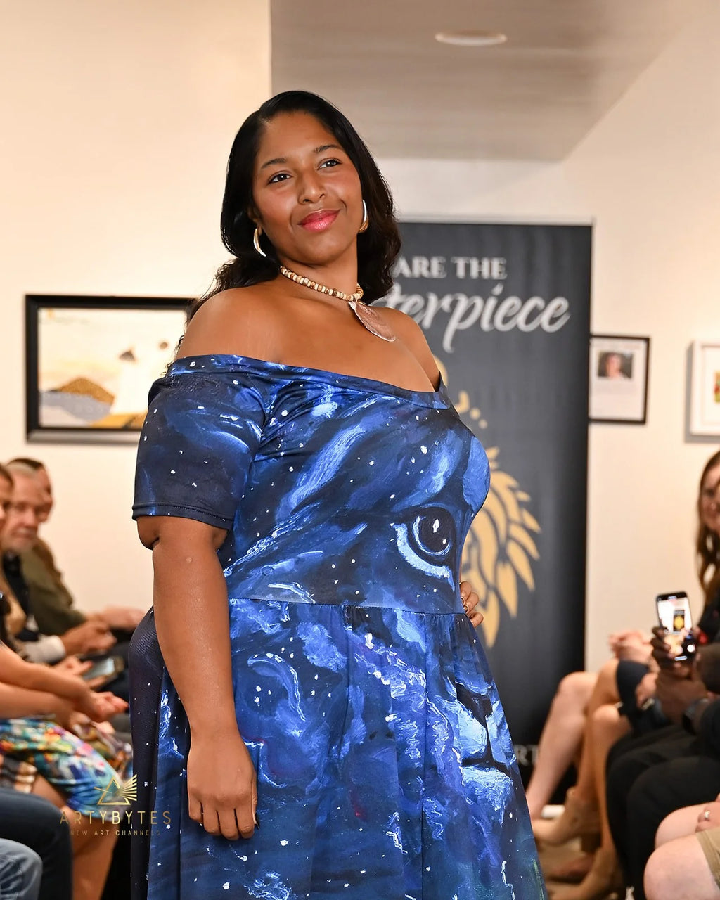 Dreaming with Creation Off-Shoulder Lion Midi Dress