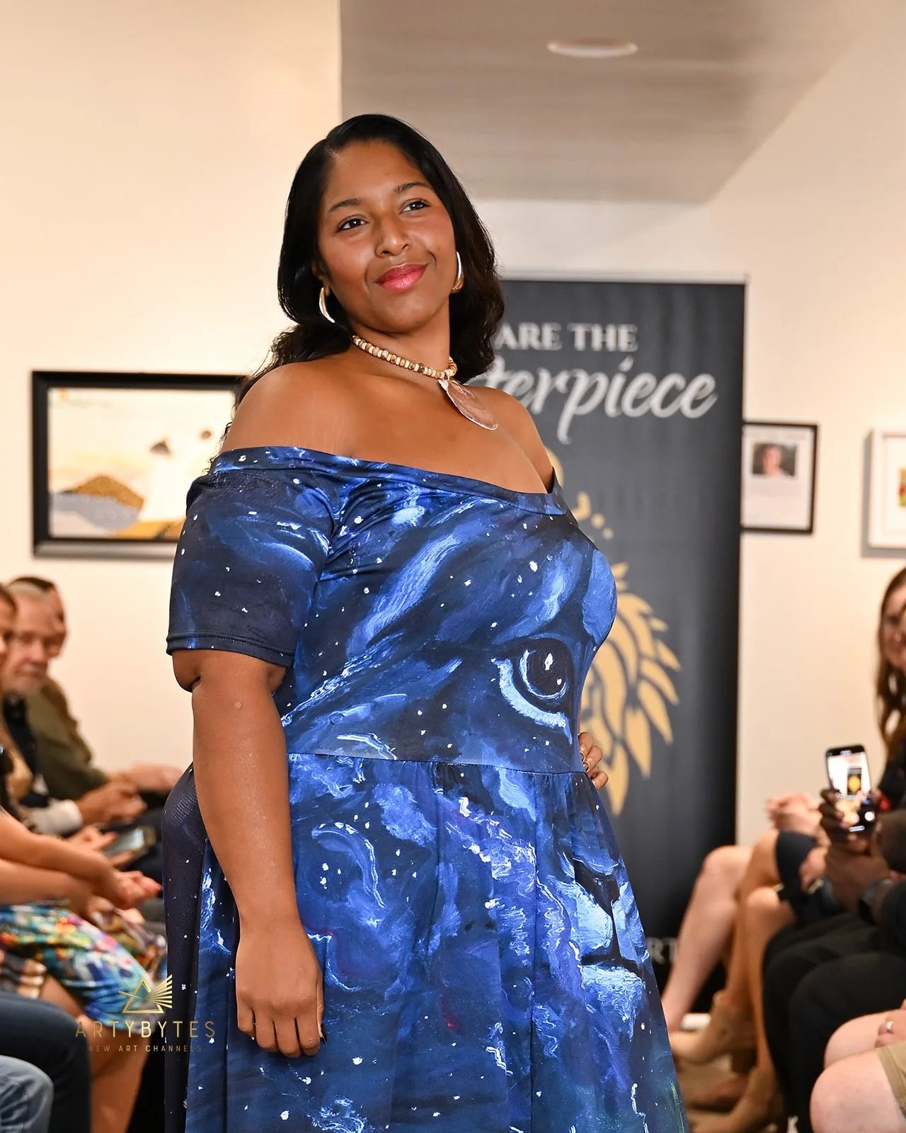 Dreaming with Creation Off-Shoulder Lion Midi Dress