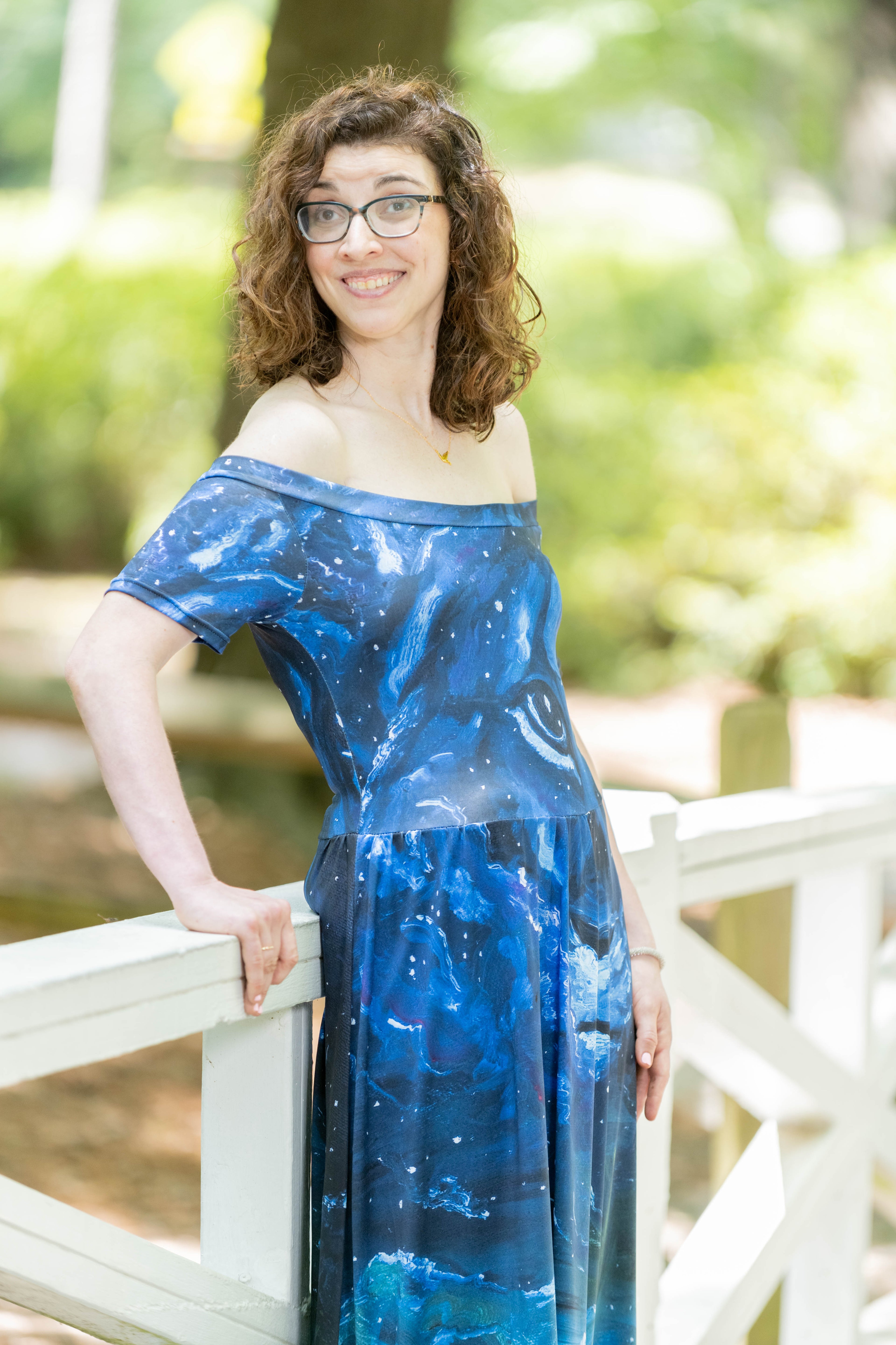 Dreaming with Creation Off-Shoulder Lion Midi Dress
