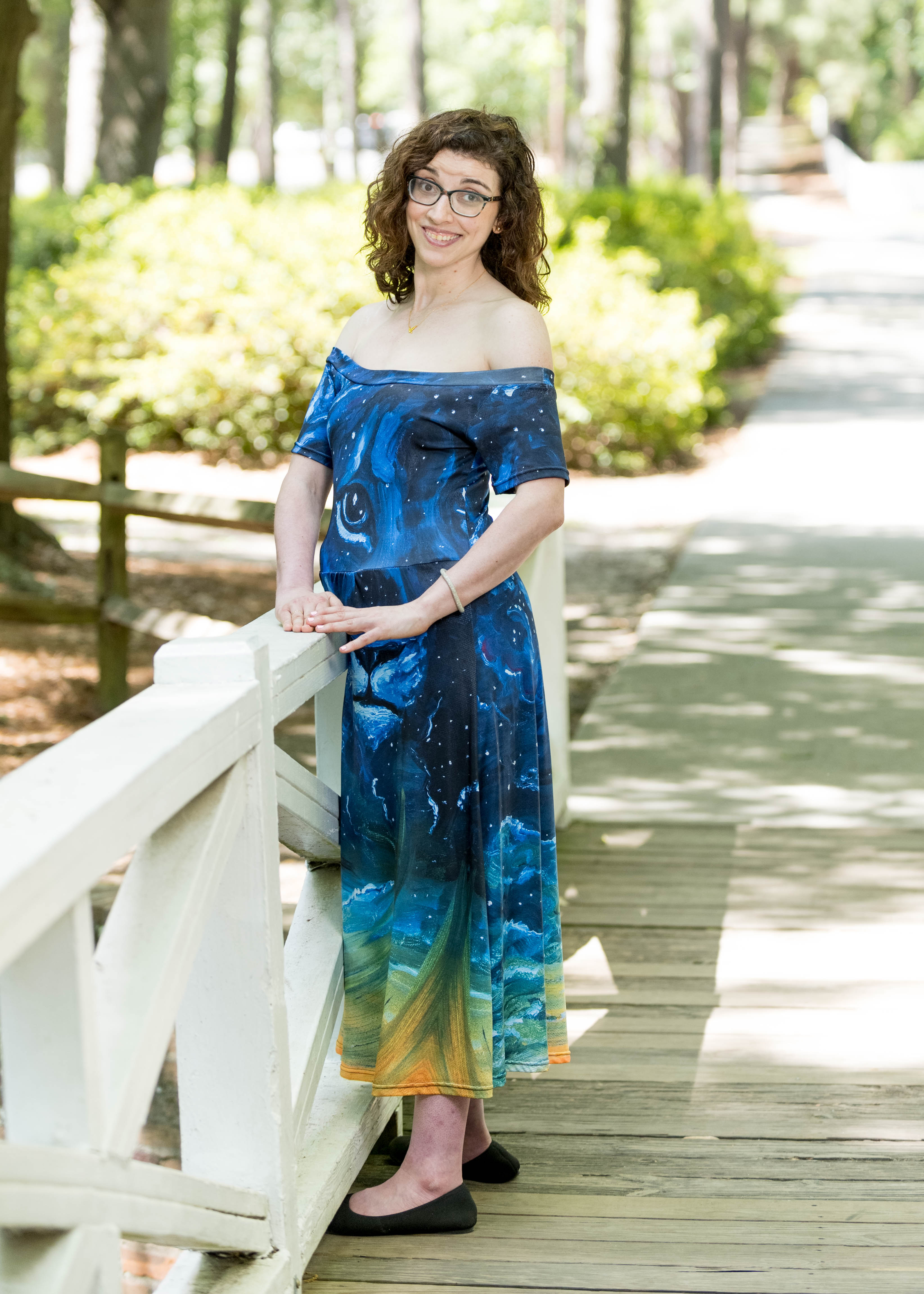 Dreaming with Creation Off-Shoulder Lion Midi Dress