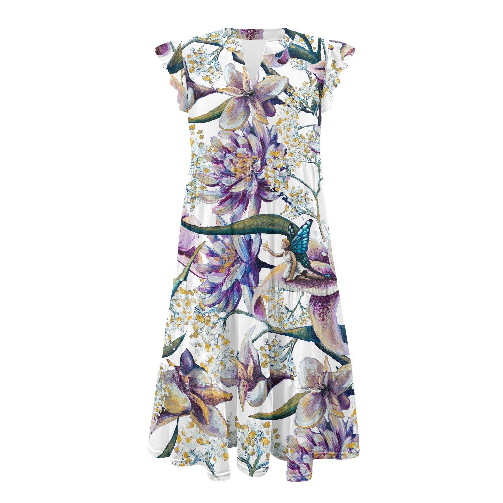 Women's Emerge V-neck Patchwork Midi Dress with Pockets
