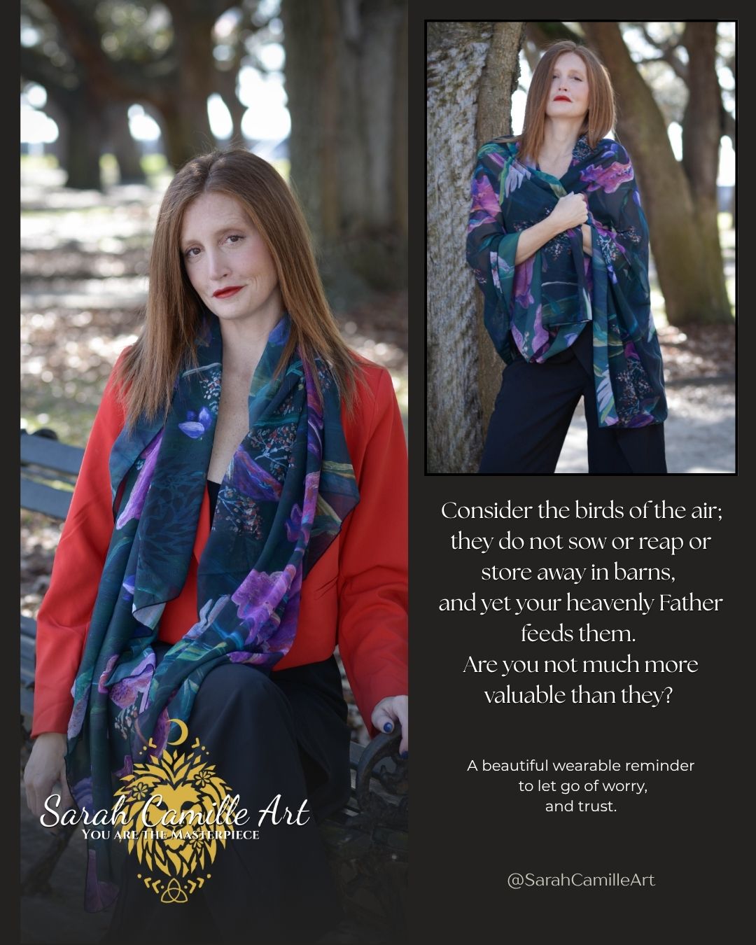 The Hummingbird Chiffon Scarf / Sarong by Sarah Camille Art