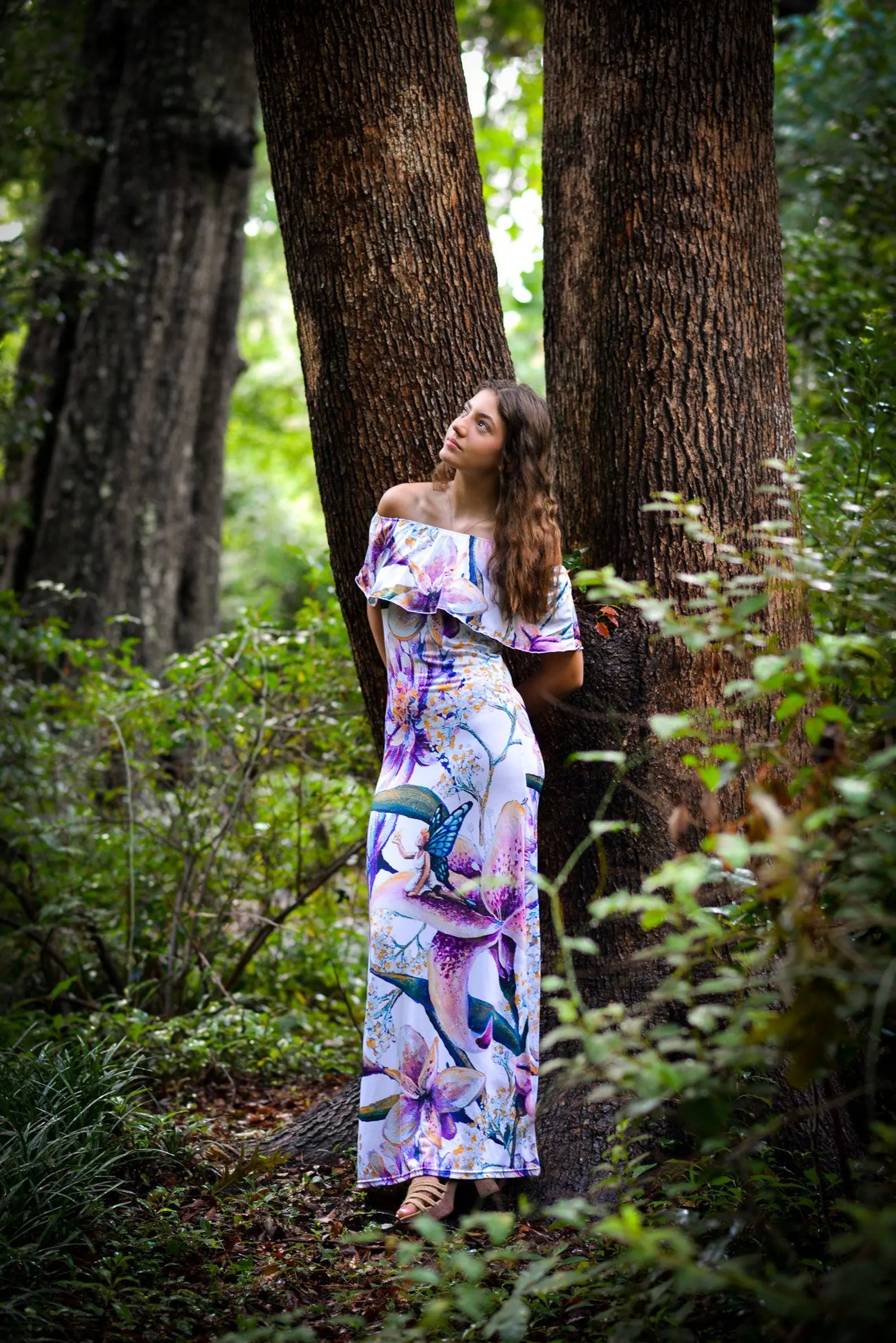 Emerge off-shoulder White Floral Maxi Dress