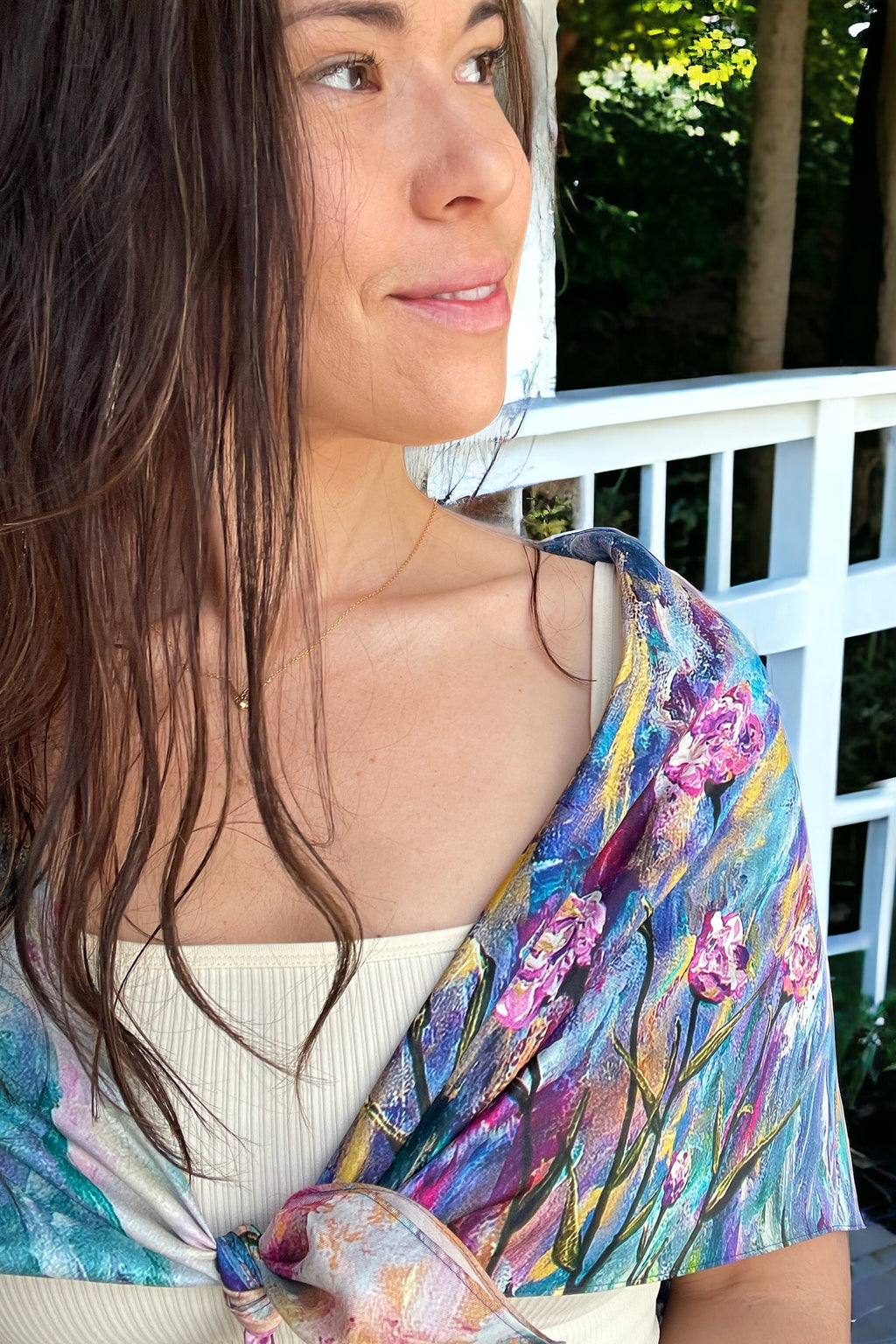 Dawn Arrives 100% silk satin scarf