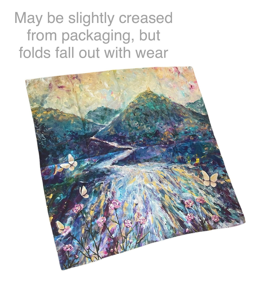 Dawn Arrives 100% silk satin scarf