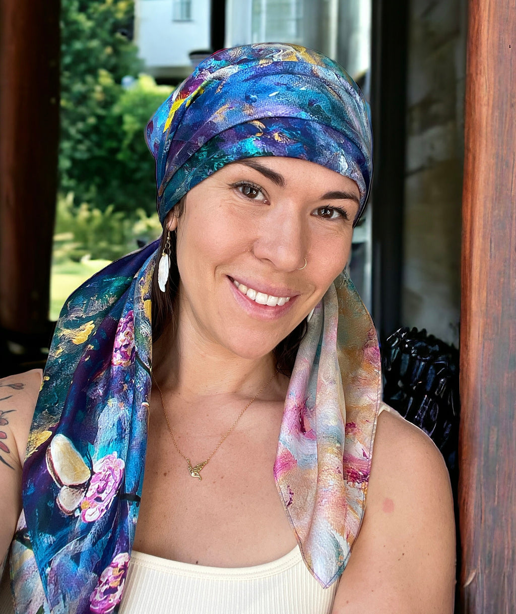 Dawn Arrives 100% silk satin scarf