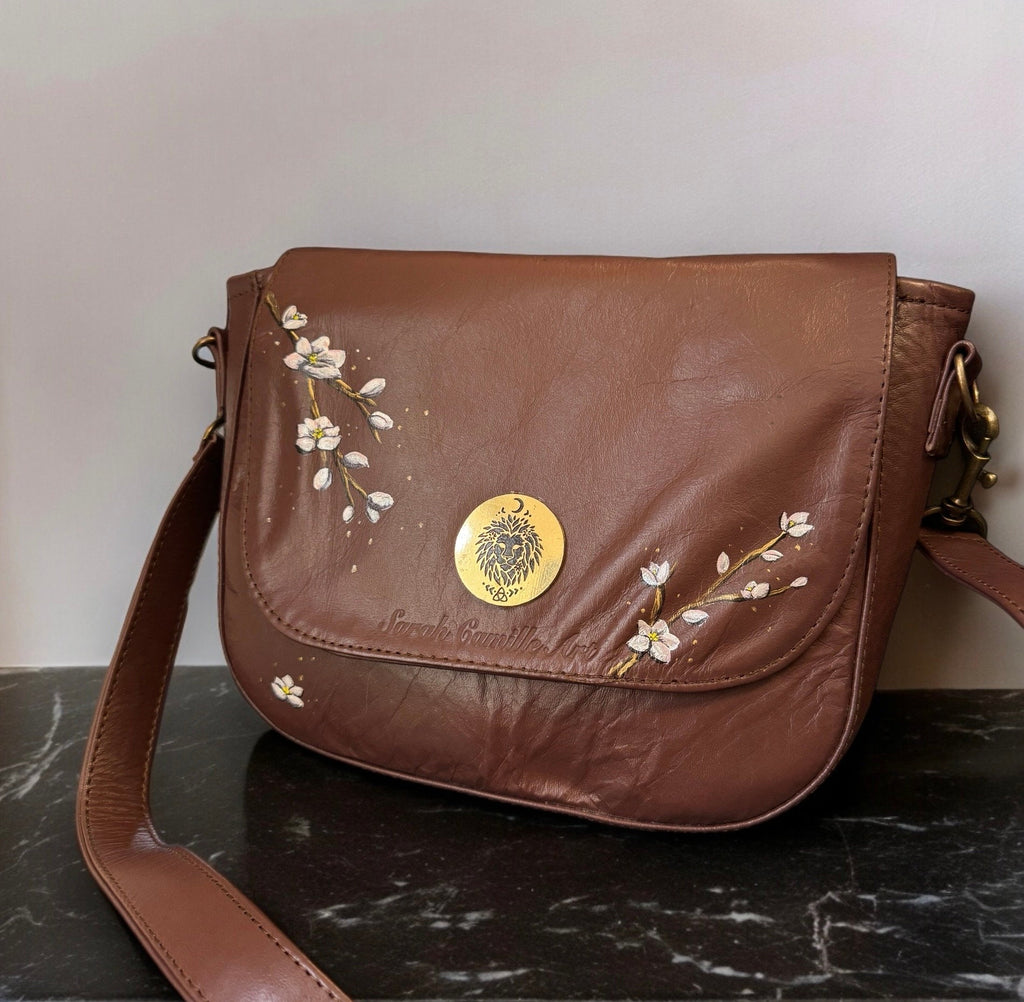 Hand Painted Crossbody Leather Bag
