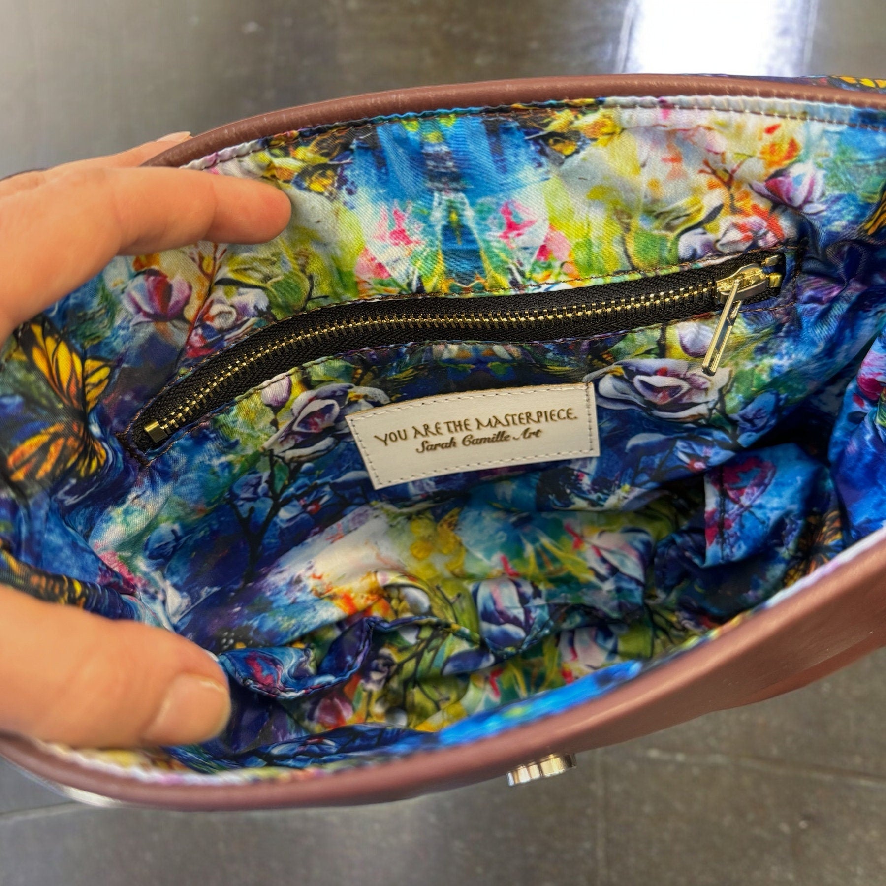 Hand Painted Crossbody Leather Bag