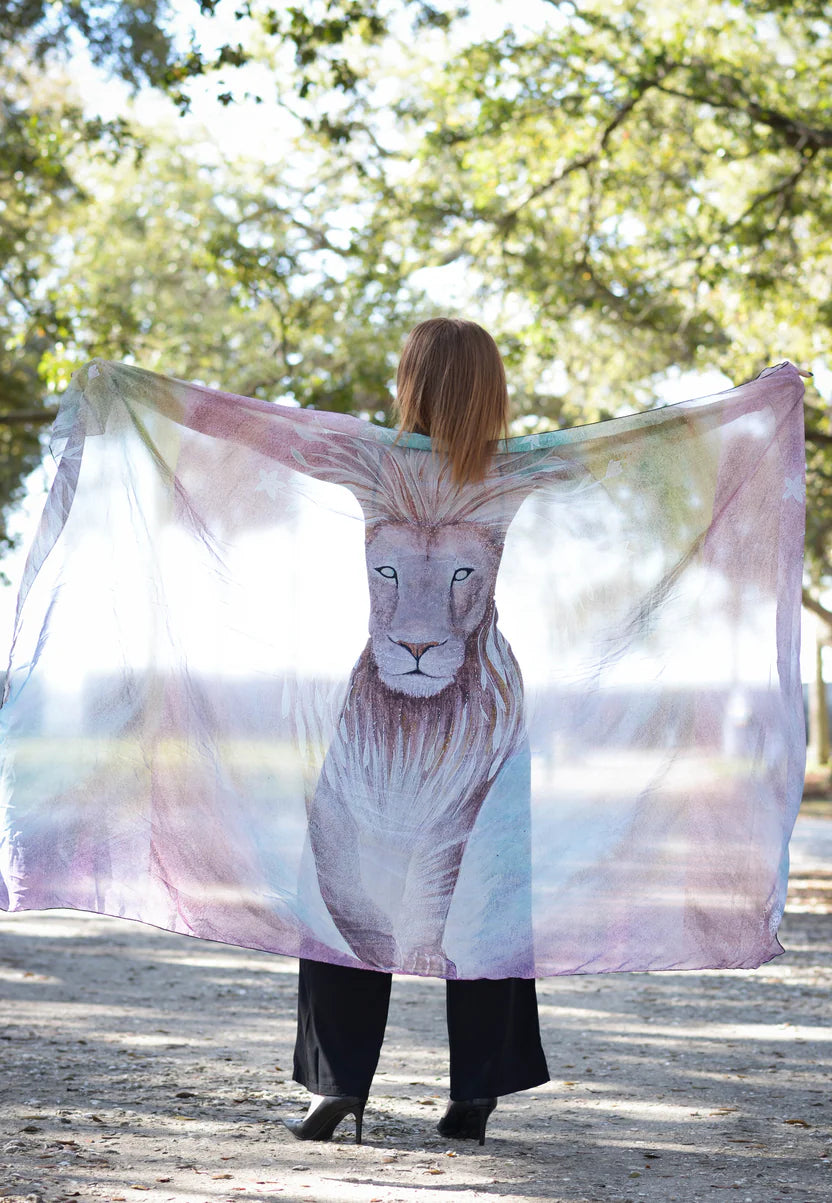Awake Lion Chiffon Scarf/Sarong