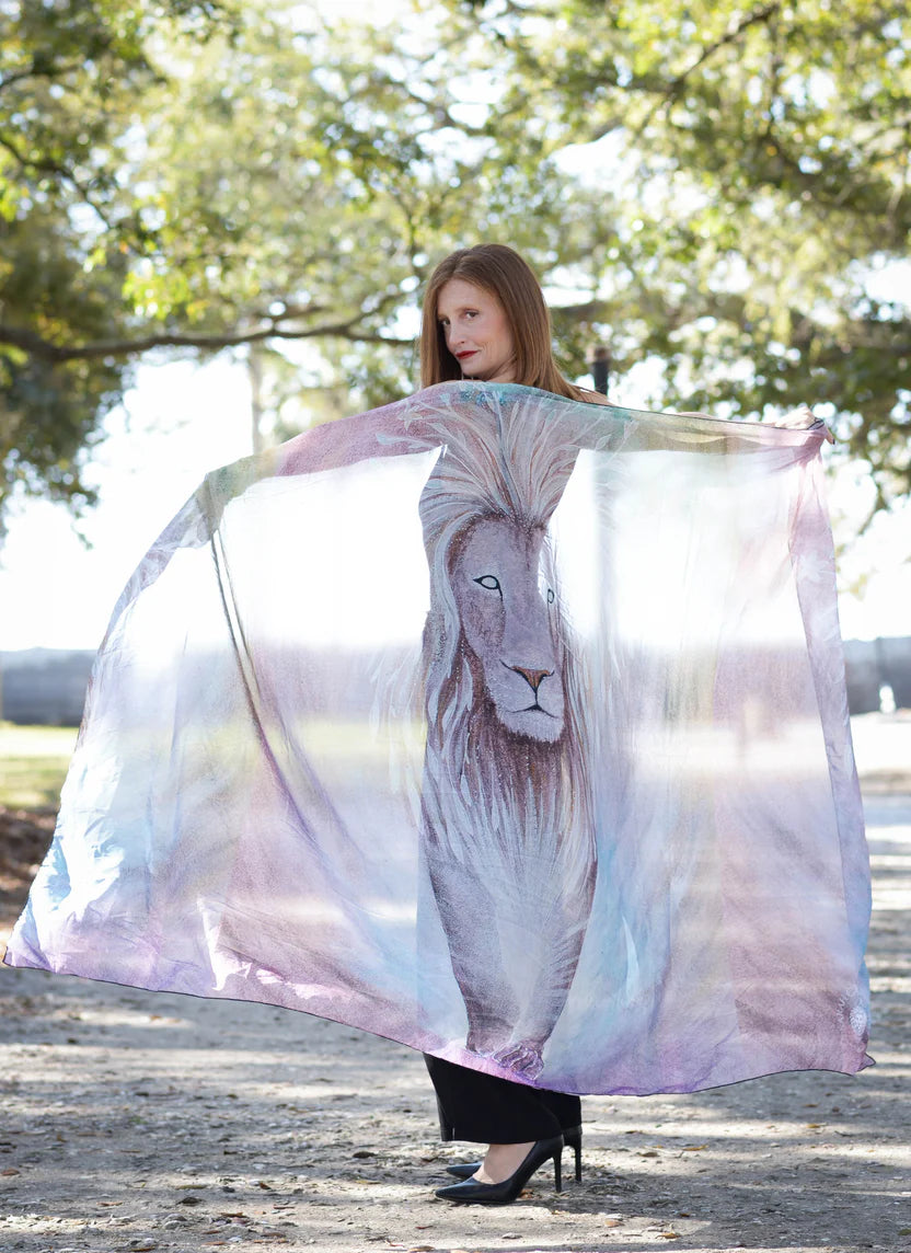 Awake Lion Chiffon Scarf/Sarong