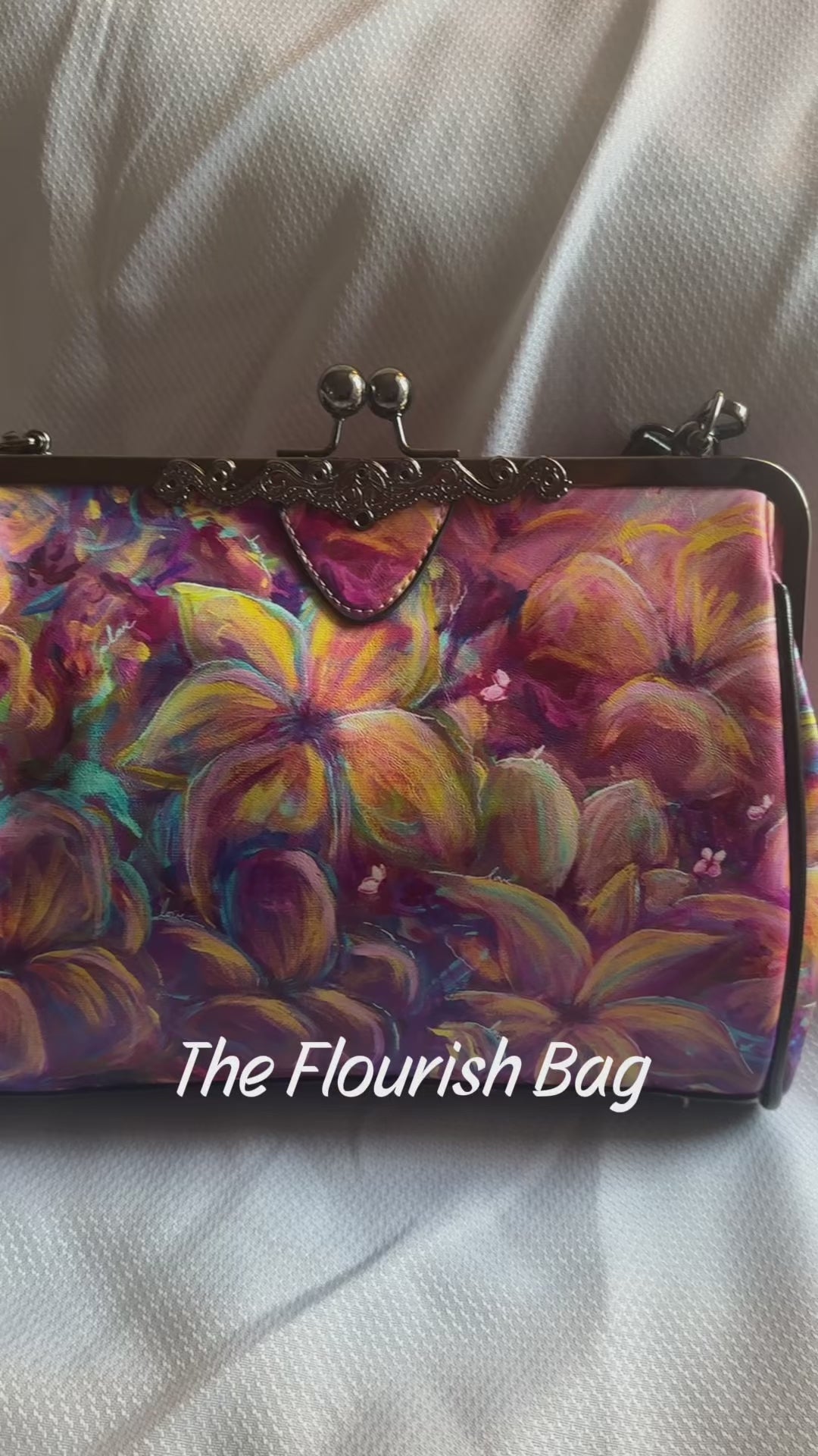Flourish Vegan Leather Kiss-Lock Handbag